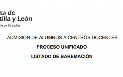 LISTADOS DE BAREMACIÓN ADMISIÓN DE ALUMNOS